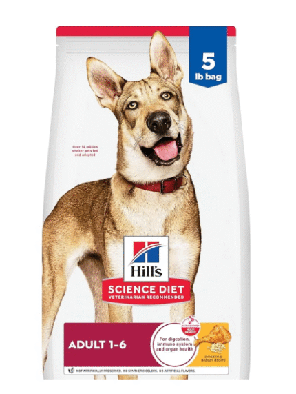 Hill's Science Diet Adult 1-6, Adult 1-6 Premium Nutrition, Dry Dog Food, Chicken & Barley, 5 lb Bag
