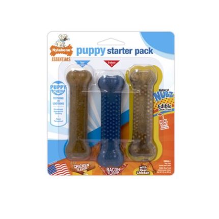 Nylabone Puppy Starter Kit Dog Chew Toys & Treat Small - up to 25 Ibs. (3 Count)