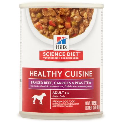 Hill's Science Diet 1-6yrs Adult Healthy Cuisine Braised Beef, Carrots & Peas Stew Canned Wet Dog Food, 12.5 Oz