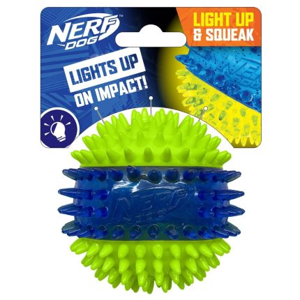 Nerf Dog LED Light up Dental Spikes Squeak Ball Dog Toy 2.7 Inches