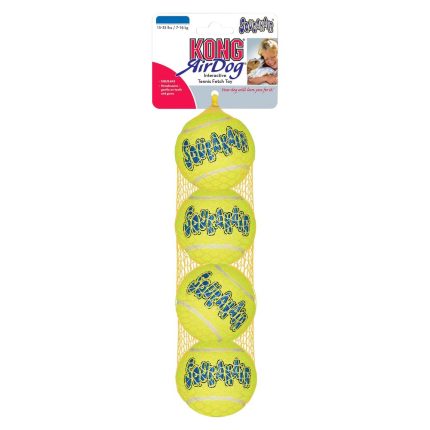 KONG SqueakAir Tennis Ball Dog Toy - Yellow - 4ct
