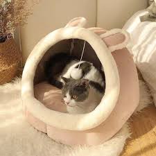 LSLJS Cozy Cat Cave Beds for Indoor Cats Pink 11"H
