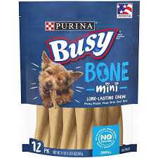 Purina Busy Small Breed Dog Bones 12-Count Pouch, Mini Real Meat Center