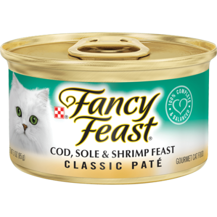 Fancy Feast Cod & Sole & Shrimp Pate Pate Wet Cat Food  3 oz Can