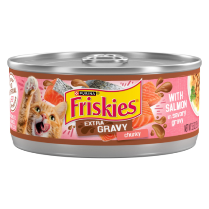 Purina Friskies Extra Gravy Chunky  Soft Salmon  Wet Cat Food  5.5 oz Can