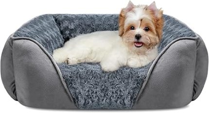 Dog Bed for Large Medium Small Dogs, Rectangle Washable Orthopedic Dog Bed S(20"x19"x6")