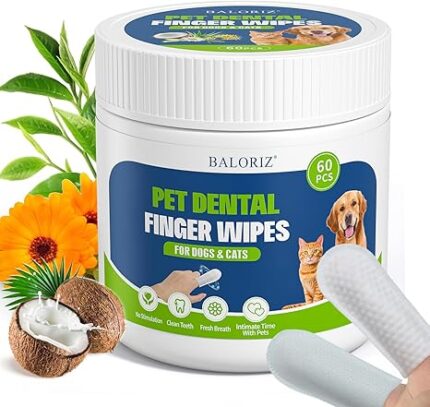 Dental Care Finger Wipes, 60 PCS Teeth Cleaning Wipes for Dogs & Cats