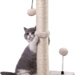 MECOOL Cat Scratching Post Premium Basics Kitten Scratcher Sisal Scratch Posts with Hanging Ball 22in