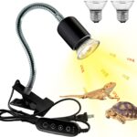 Reptile Heat Lamp,UVA UVB Reptile Light with 360°Rotatable Hose and Timed with 2 Bulbs(25W,50W),Basking Calcium Light