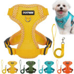 Gustave No Pull Dog Harness and Leash Set Reflective Adjustable Soft Mesh Step in Pet Harness Vest