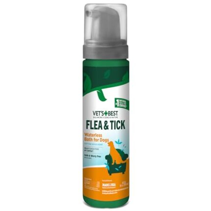 Vet’s Best Flea & Tick Waterless Bath for Dogs – Dog Waterless Bath – Cotton Spice Scent – Natural Flea and Tick Prevention – Kills Fleas