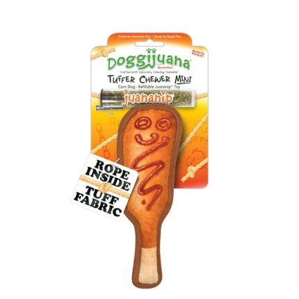 Doggijuana Tuffer Chewer Mini Refillable Corn Dog Toy, Small
