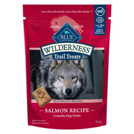 Blue Buffalo Wilderness Trail Treats Dog Biscuits Crunchy Dog Treats  Salmon  10-oz Bag