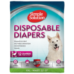 Simple Solution True Fit Disposable Dog Diapers for Female Dogs | Super Absorbent with Wetness Indicator | XXL | 12 Count