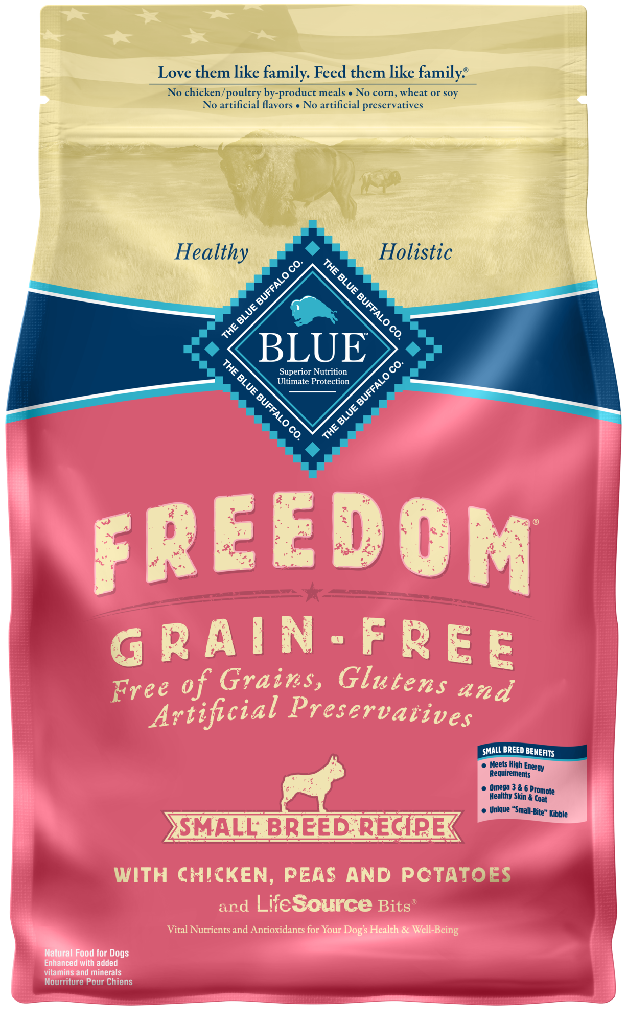 3252256-1.png Blue Buffalo Freedom Supports High Energy Needs Chicken & Potatoes Grain-Free Small Breed Dry Dog Food, 4 Lbs - Image 1