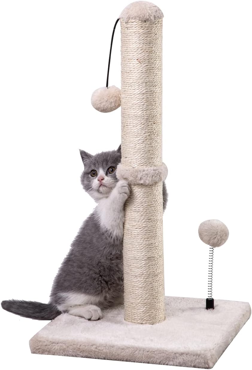 61GKar3CjTS-_AC_SL1500_.jpg MECOOL Cat Scratching Post Premium Basics Kitten Scratcher Sisal Scratch Posts with Hanging Ball 22in - Image 1