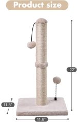 MECOOL Cat Scratching Post Premium Basics Kitten Scratcher Sisal Scratch Posts with Hanging Ball 22in - Image 2