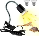 Reptile Heat Lamp,UVA UVB Reptile Light with 360°Rotatable Hose and Timed with 2 Bulbs(25W,50W),Basking Calcium Light