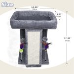 Cat Tree Tower Activity Centre Climbing Tree with Scratching Board and Playful Toy Balls, Grey - Image 3