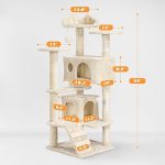 54in Beige Cat Tree Tower Condo Furniture Scratch Post for Cat Pet House Play - Image 3
