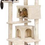 54in Beige Cat Tree Tower Condo Furniture Scratch Post for Cat Pet House Play