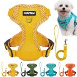 Gustave No Pull Dog Harness and Leash Set Reflective Adjustable Soft Mesh Step in Pet Harness Vest