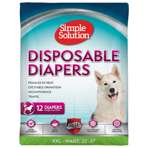 unnamed-164.png Simple Solution True Fit Disposable Dog Diapers for Female Dogs | Super Absorbent with Wetness Indicator | XXL | 12 Count - Image 1
