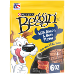 Purina Beggin  Dog Treats  Bacon & Beef Flavor Dog Snack Chews  6 oz Pouch