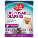 Simple Solution True Fit Disposable Dog Diapers for Female Dogs | Super Absorbent with Wetness Indicator | XS/Toy | 12 Count