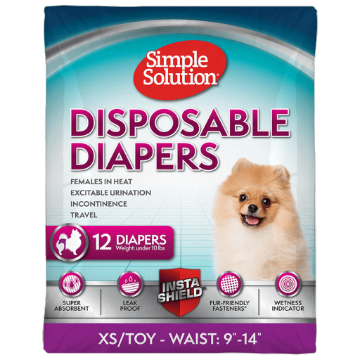 unnamed-201.png Simple Solution True Fit Disposable Dog Diapers for Female Dogs | Super Absorbent with Wetness Indicator | XS/Toy | 12 Count - Image 1