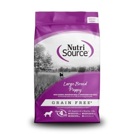 NutriSource Grain Free Puppy Food for Large Breeds, Turkey, Whitefish and Menhaden Fish Meal, 12LB