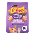 Purina Friskies Dry Cat Food for Adult Cats & Kittens  Surfin  & Turfin   16 lb. Bag