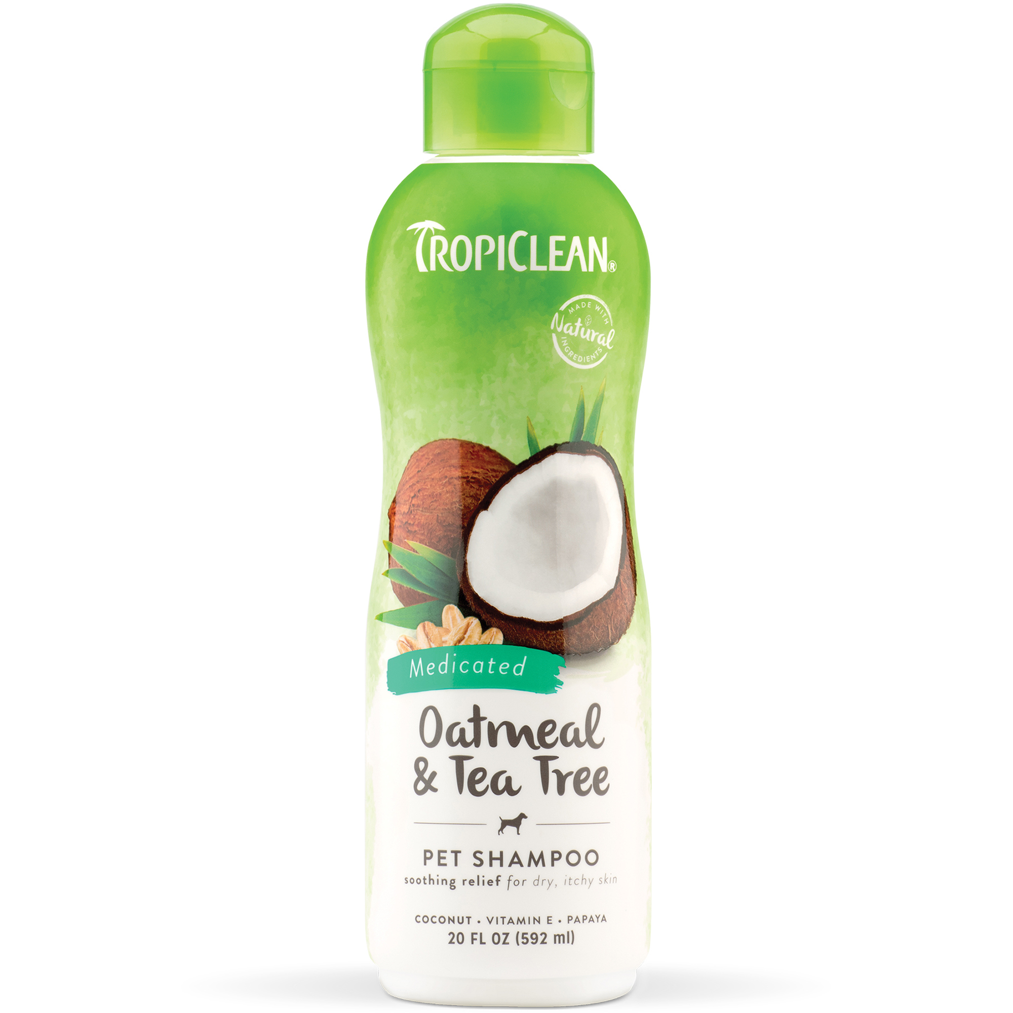 3245407-1-1.jpg TropiClean Oatmeal & Tea Tree Medicated Itch Relief Shampoo for Pets 20oz - Image 1
