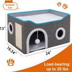 Large Cat Bed Cave with Scratch Pad and Fluffy Ball - Image 2