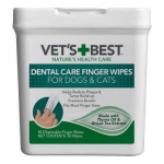 Vet s Best Dental Care Finger Wipes - Reduces Plaque & Freshens Breath - Teeth Cleaning Finger Wipes for Dogs & Cats - 50 Count