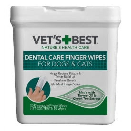 unnamed-10.png Vet s Best Dental Care Finger Wipes - Reduces Plaque & Freshens Breath - Teeth Cleaning Finger Wipes for Dogs & Cats - 50 Count - Image 1